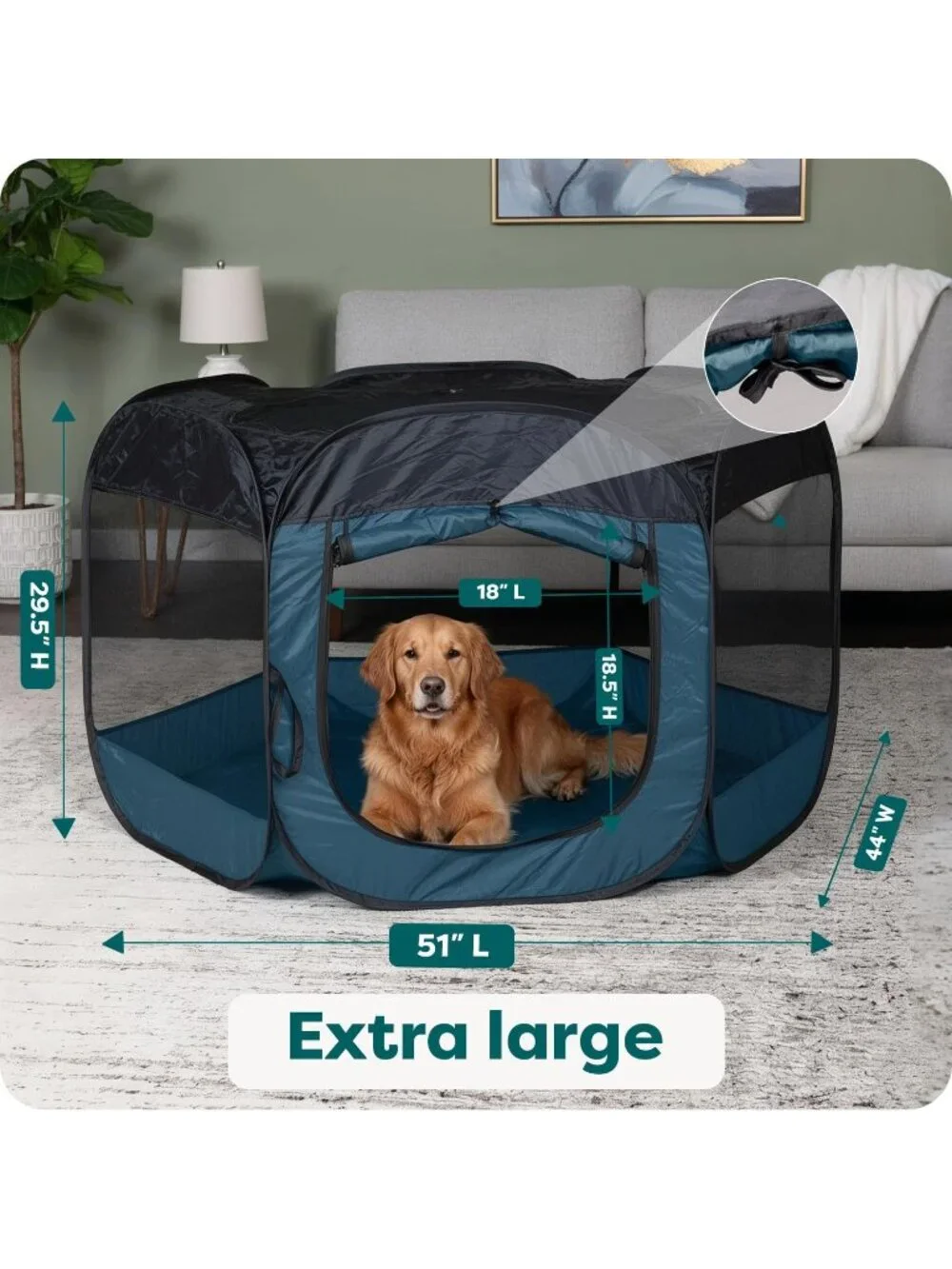New Portable Dog Playpen & Cat Tent, Foldable Indoor/Outdoor Pet Crate - Blue